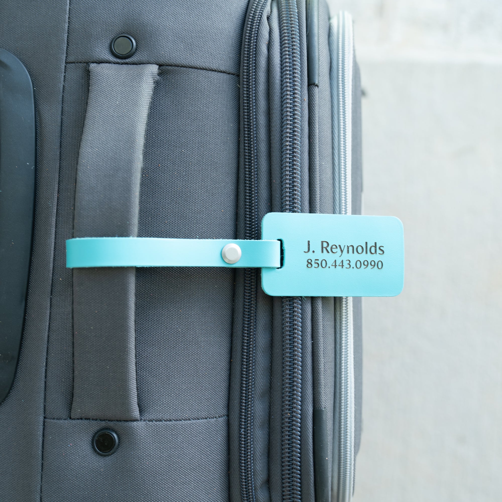 Personalized Leather Luggage Tag with Fastener