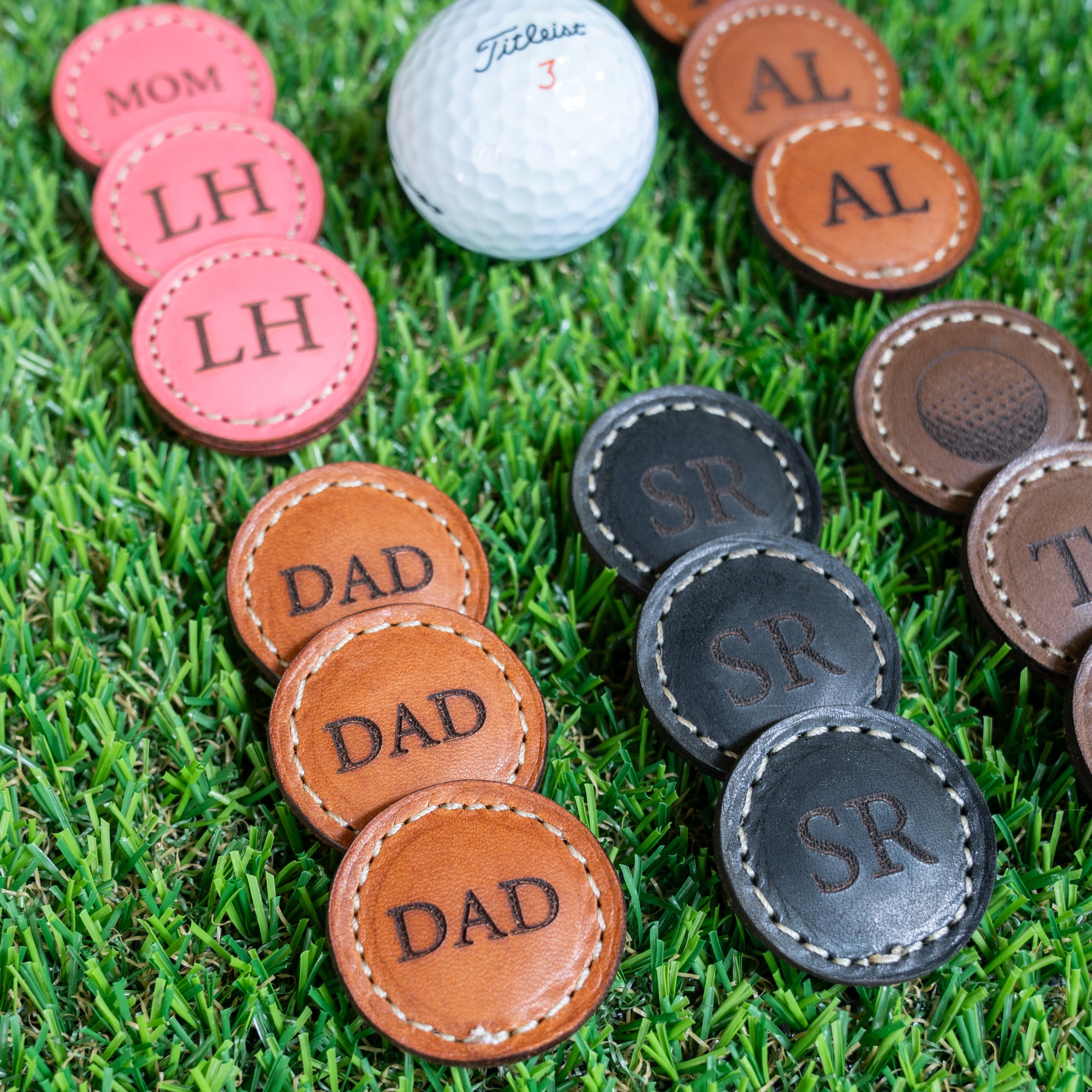 Leather Golf Ball Markers - SET OF 2
