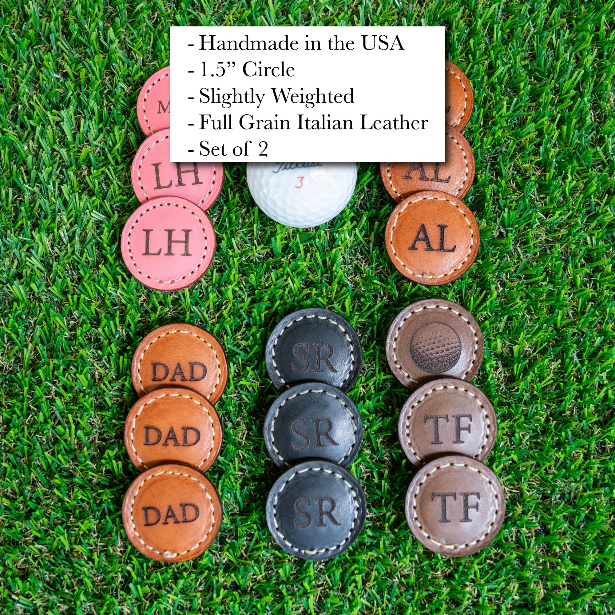 Leather Golf Ball Markers - SET OF 2