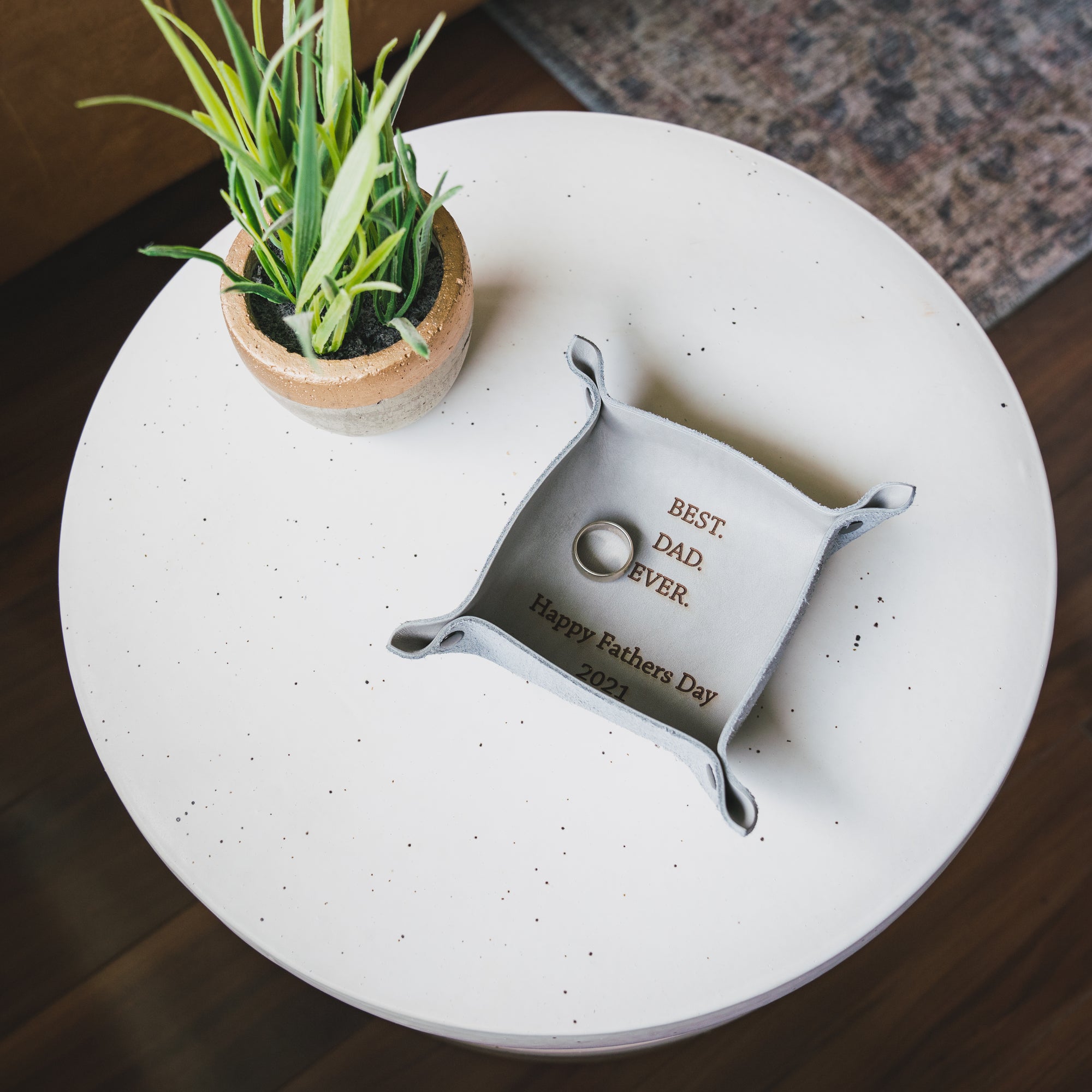 "The Mini" - Personalized Leather Ring Tray - Catchall Tray