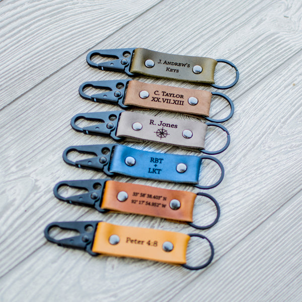 Personalized Handmade Leather Pear Key Carabiner