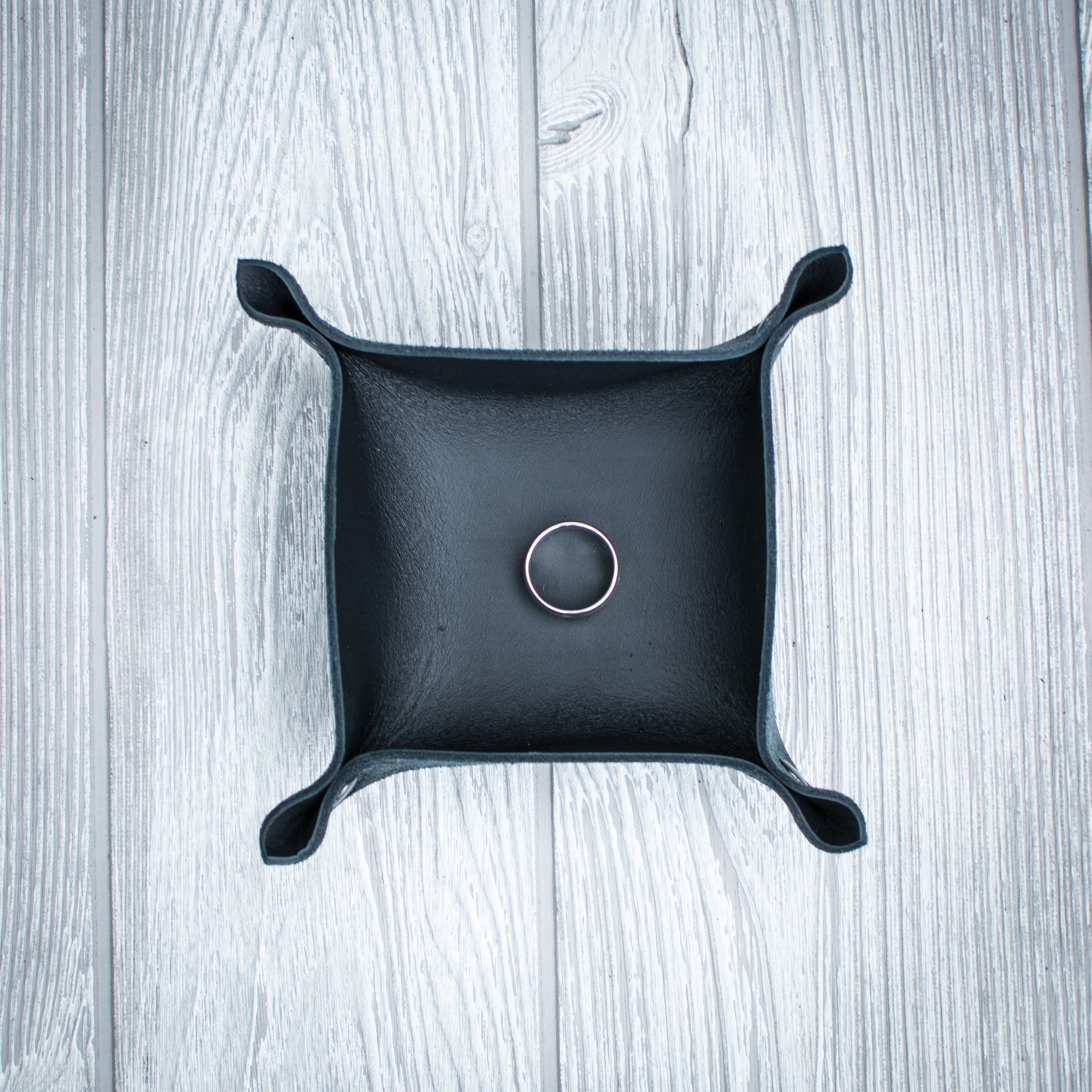 Black Leather Ring Tray