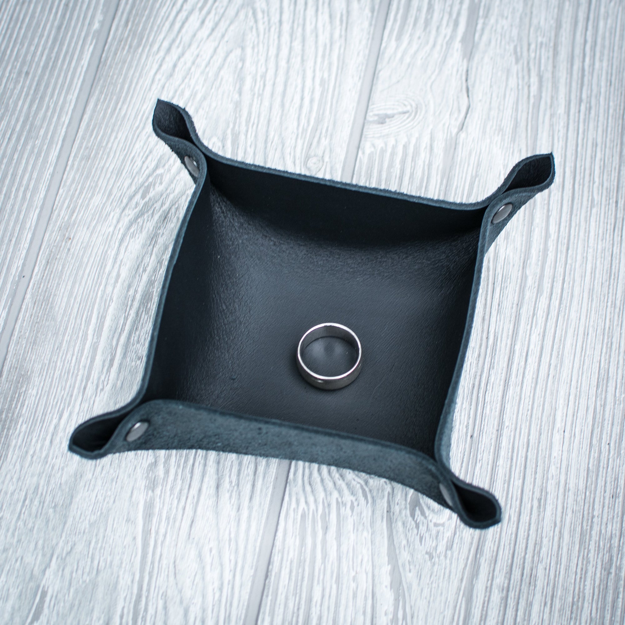 Black Leather Ring Tray