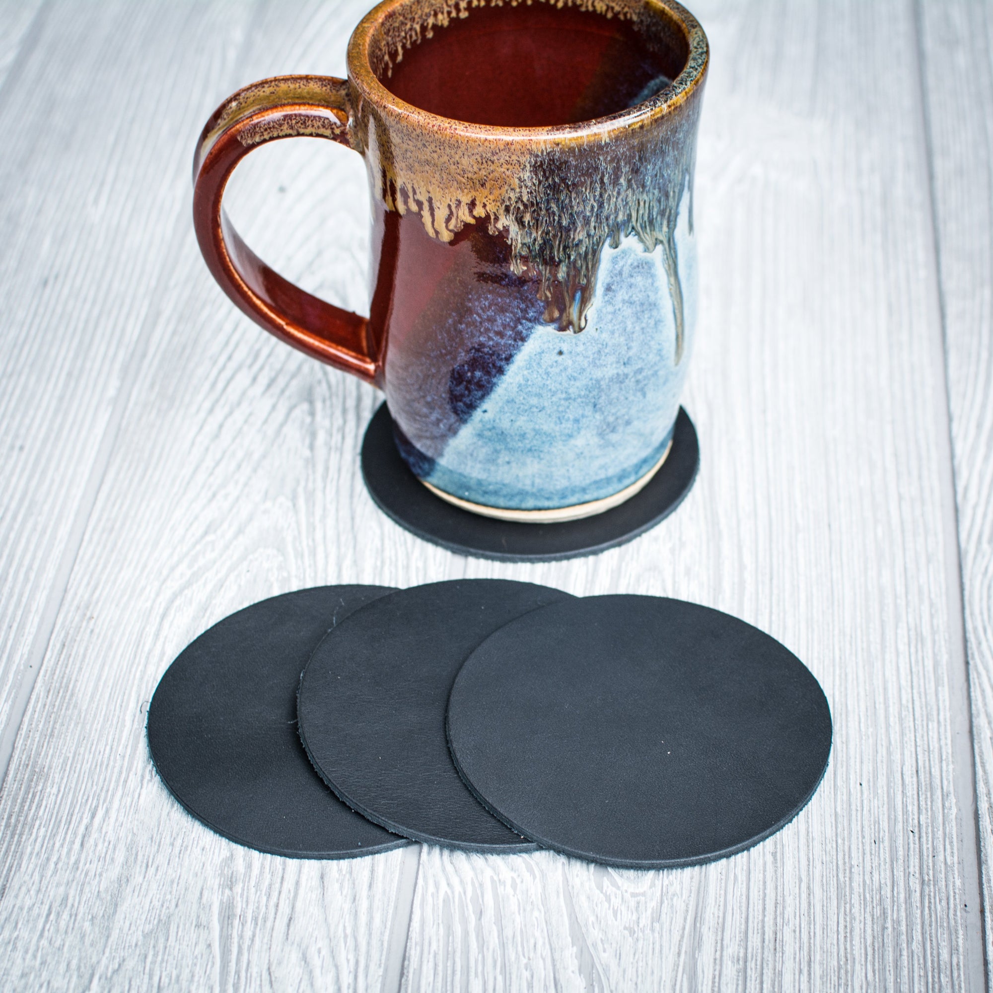 Black Leather Coasters