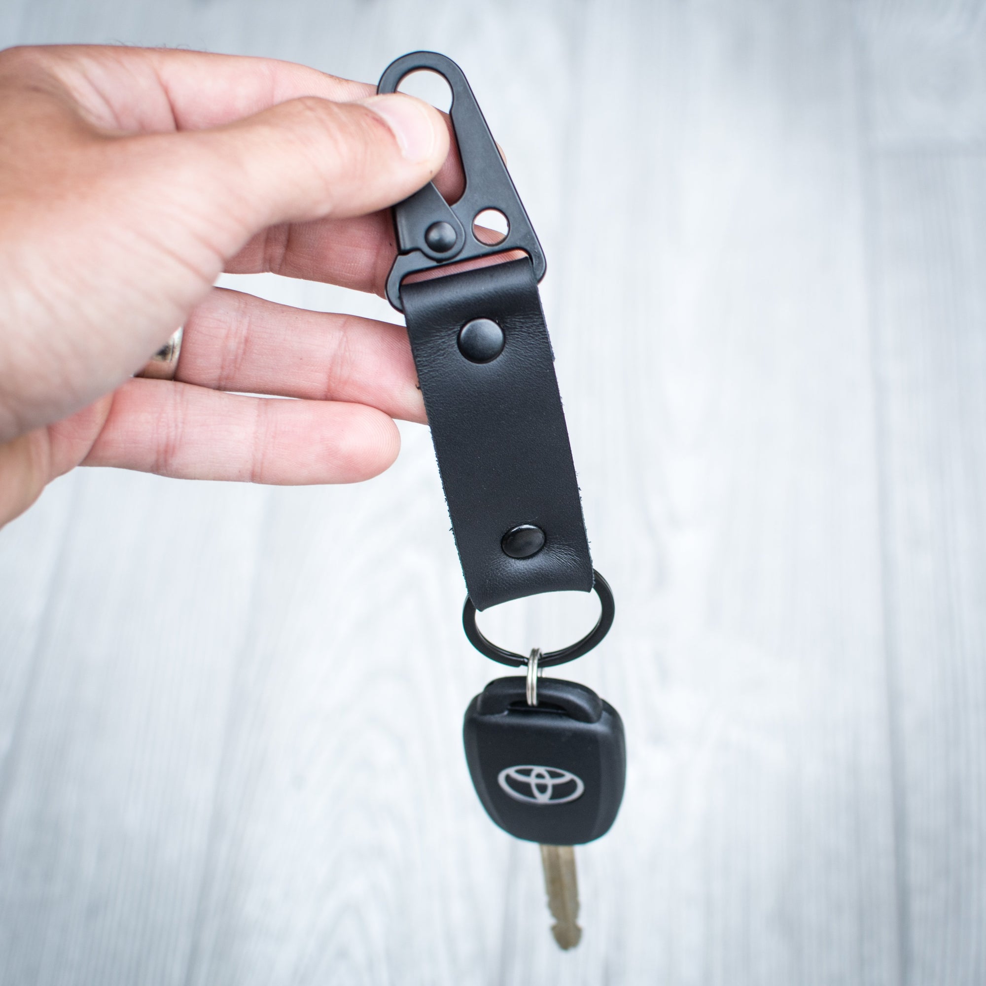 Black Leather Keychain
