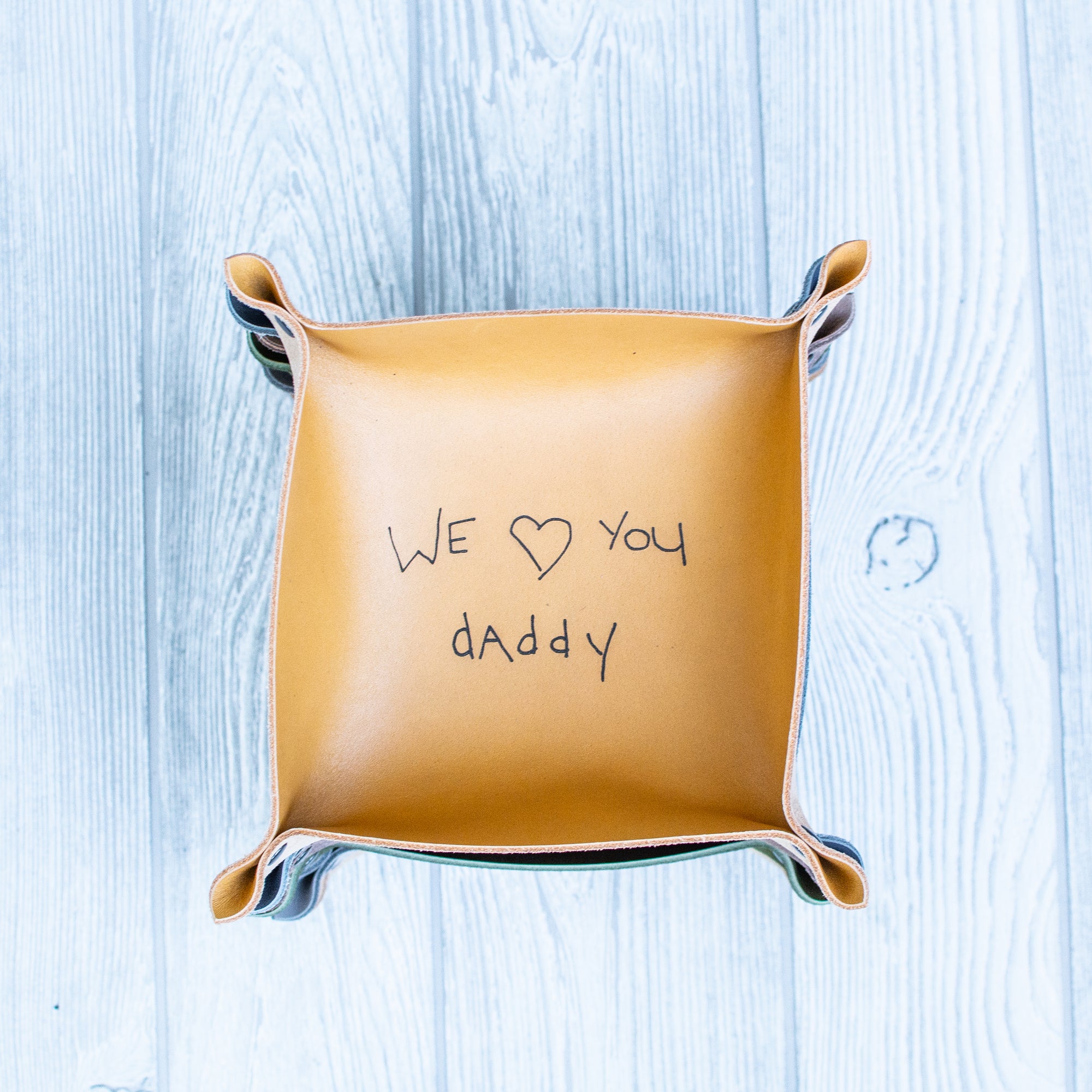 'Your Handwriting’ Leather Valet tray - Catchall Tray