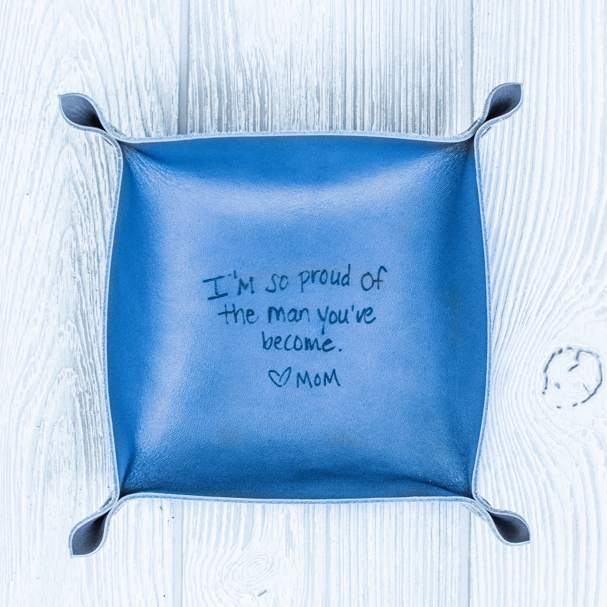 'Your Handwriting’ Leather Valet tray - Catchall Tray