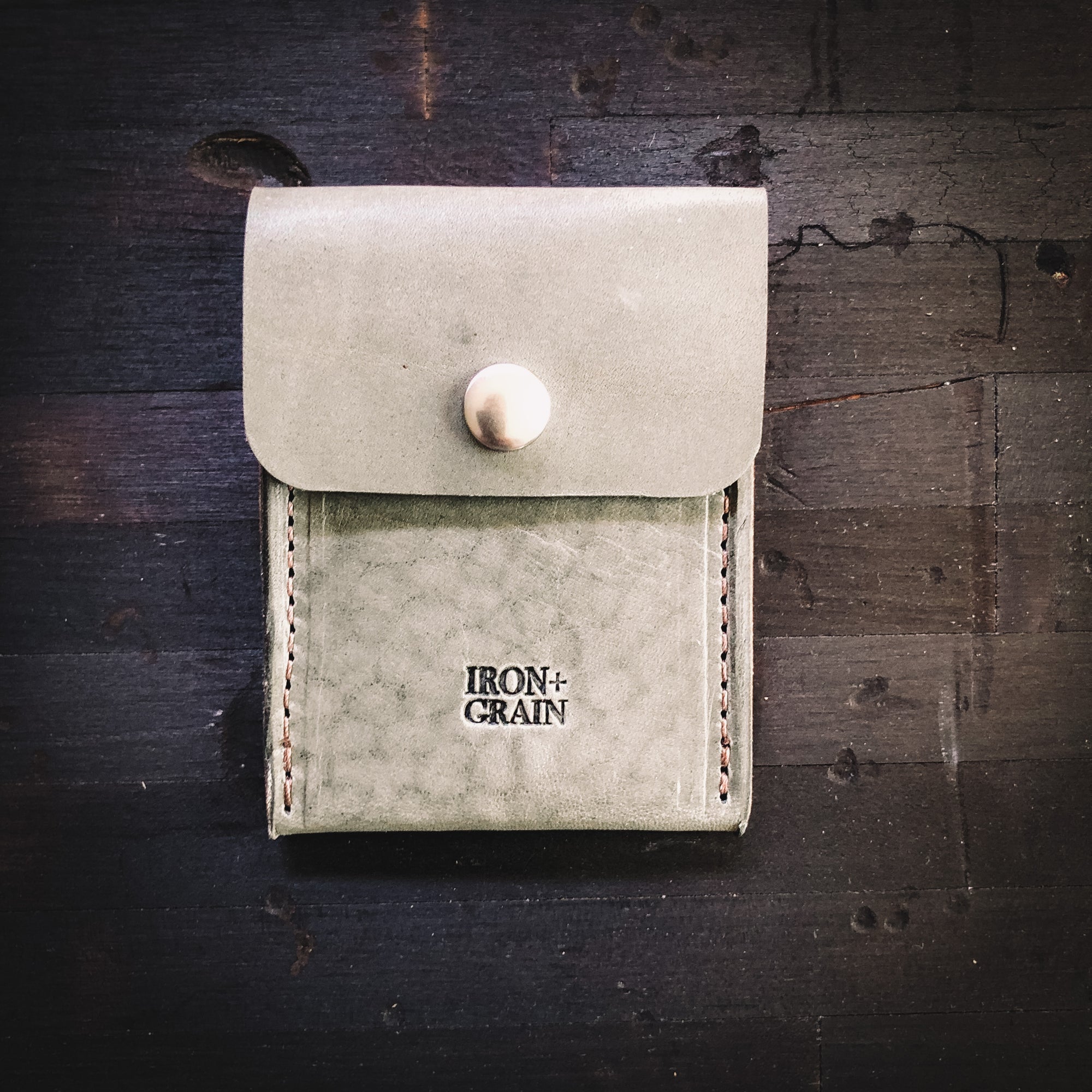 'The Washington' Leather Snap Wallet  - Grey