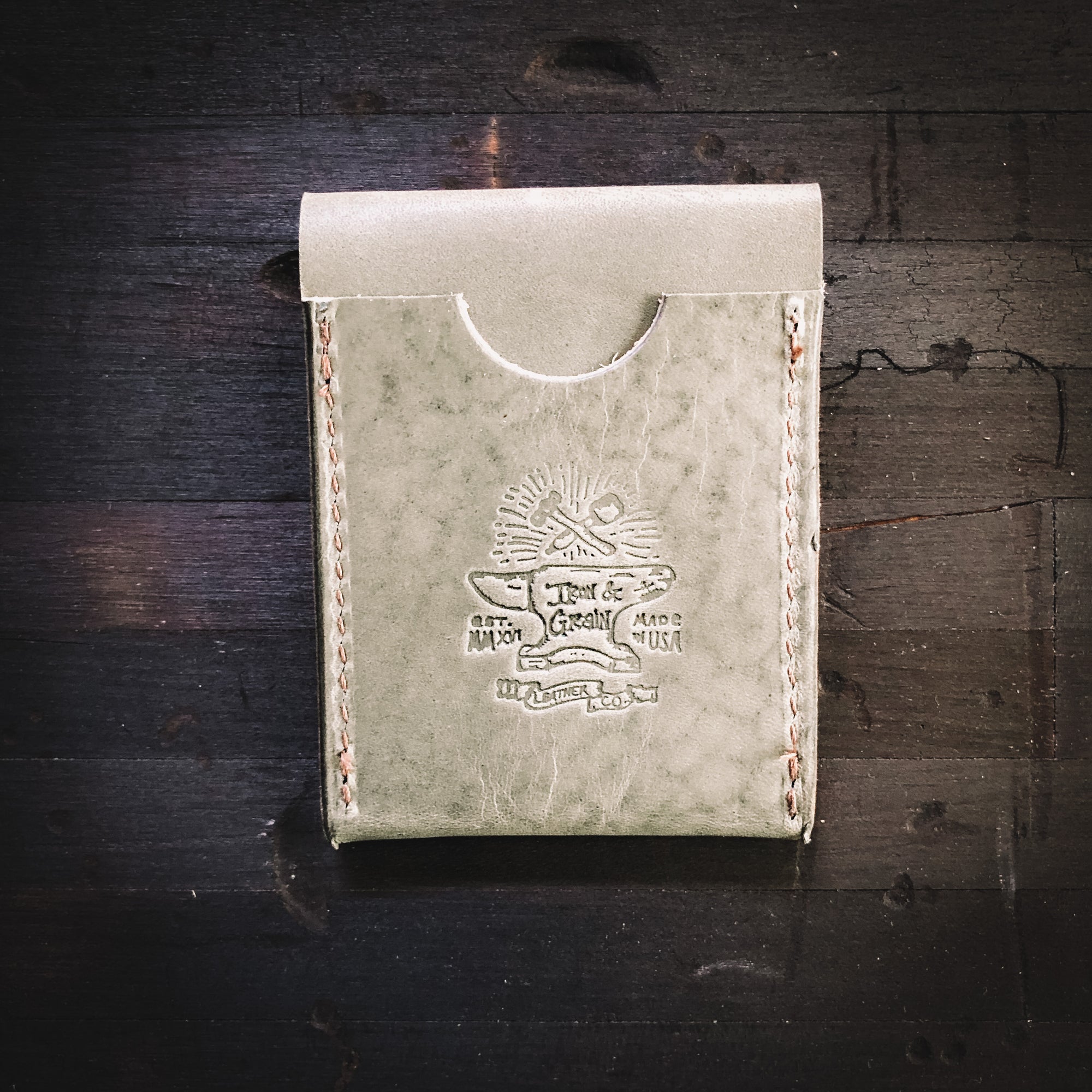 'The Washington' Leather Snap Wallet  - Grey