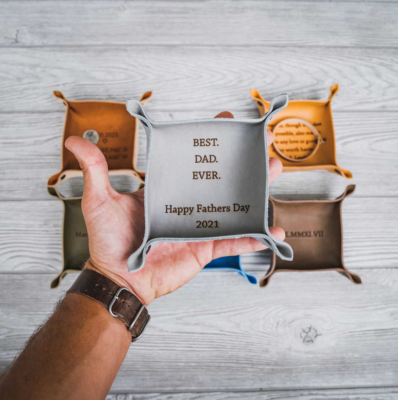 "The Mini" - Personalized Leather Ring Tray - Catchall Tray