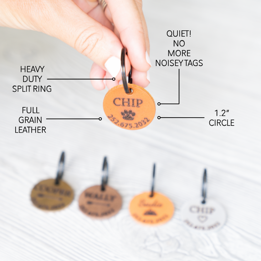 Personalized Quiet Leather Dog Tag