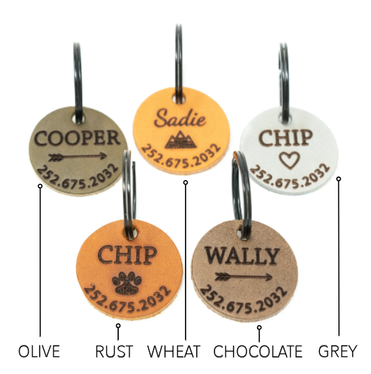 Personalized Quiet Leather Dog Tag