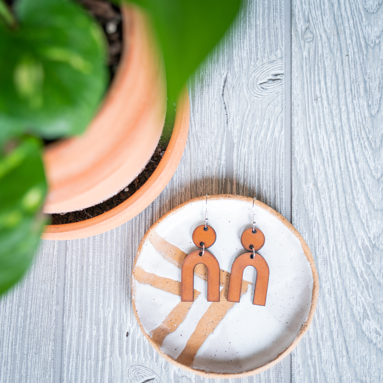 Leather Geometric Earrings III