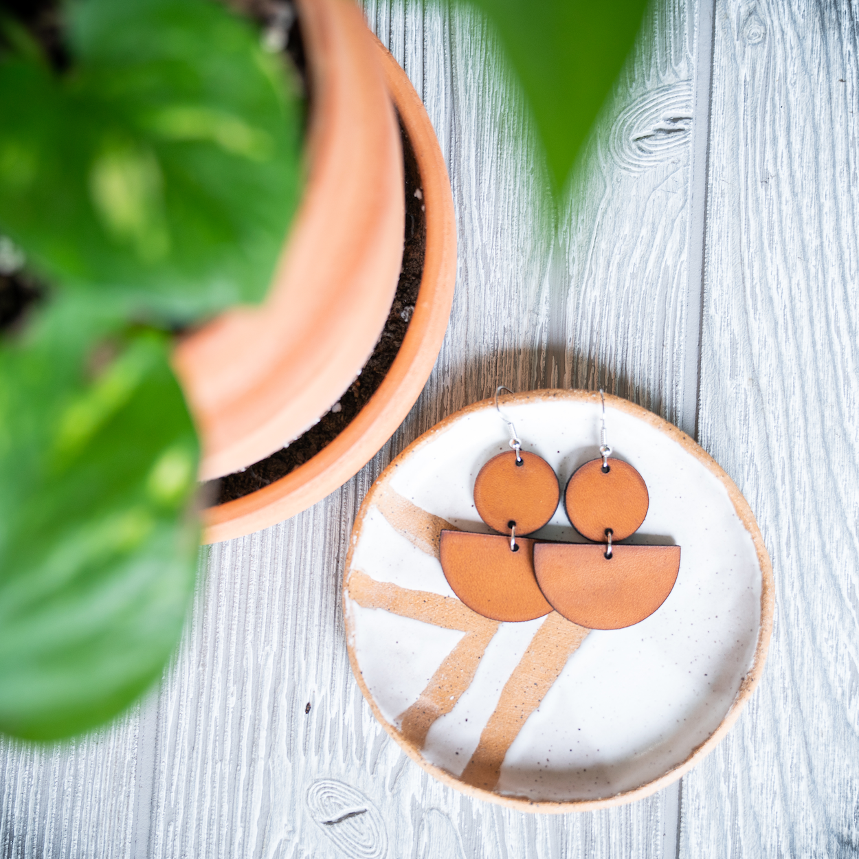 Leather Geometric Earrings