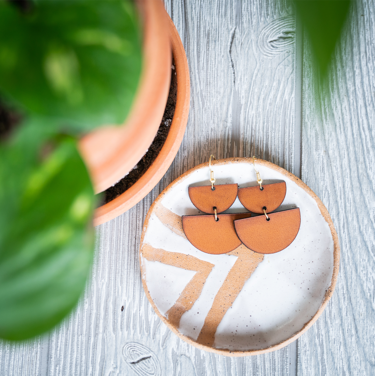 Leather Geometric Earrings II