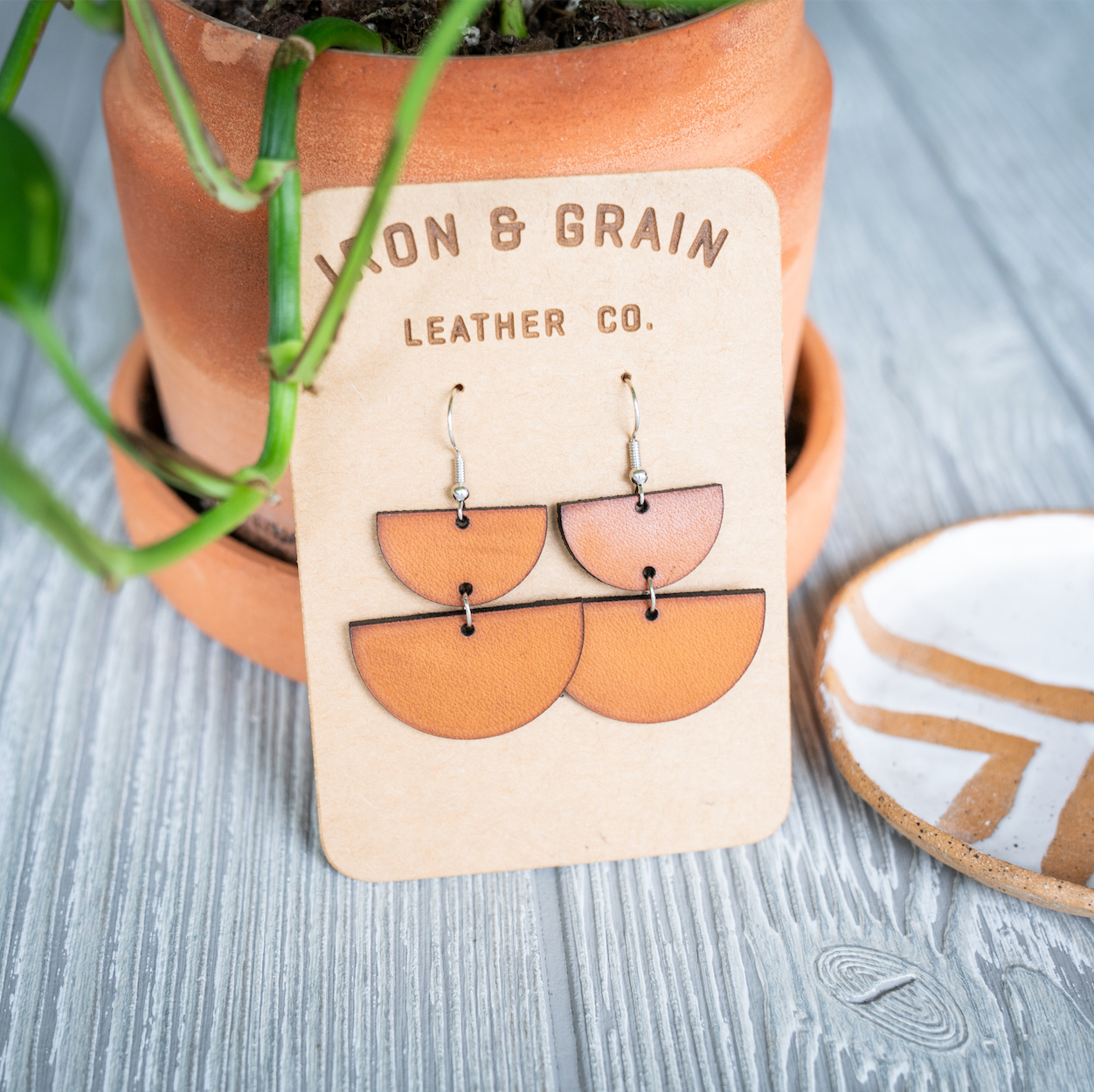 Leather Geometric Earrings II