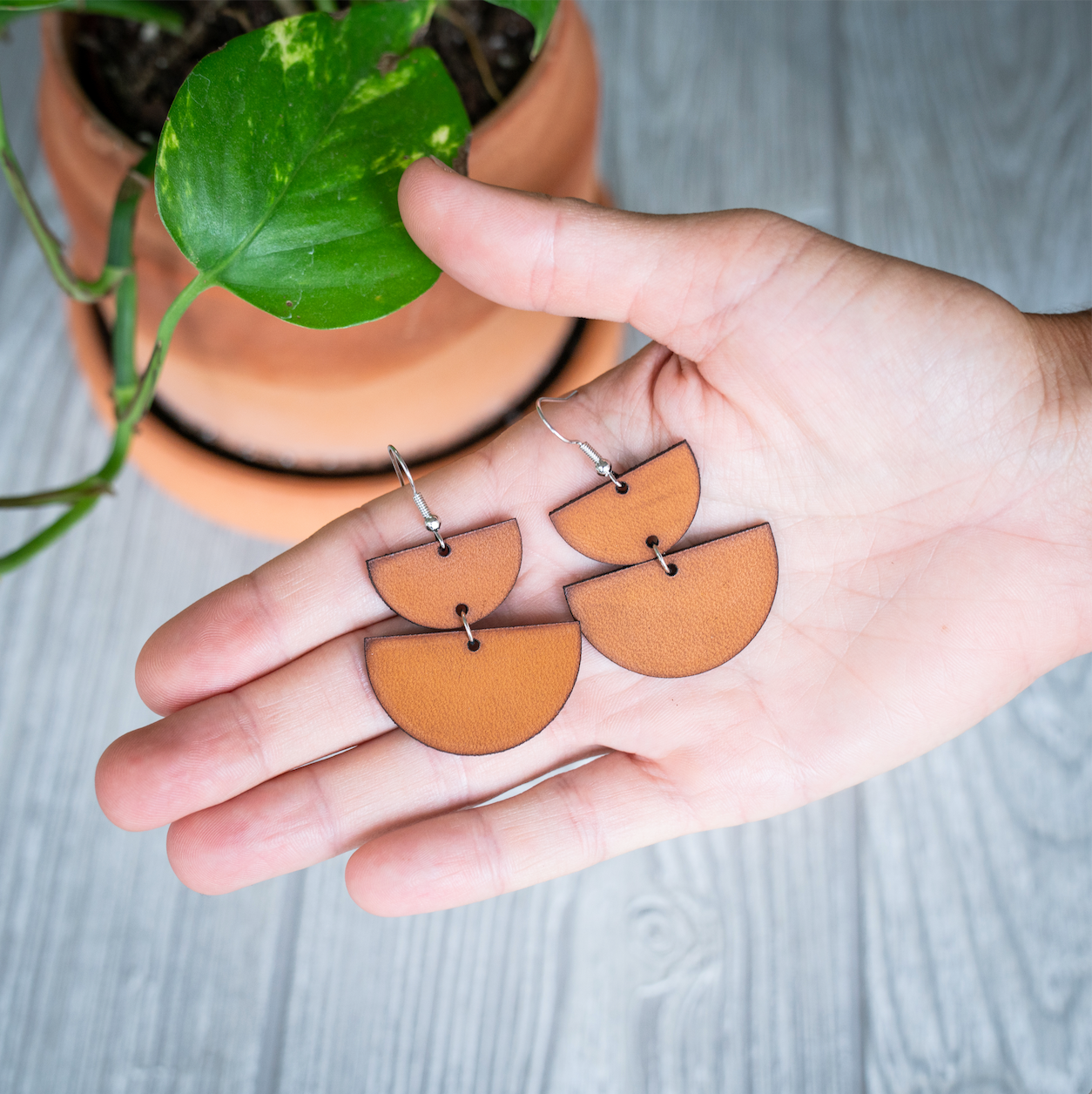 Leather Geometric Earrings II
