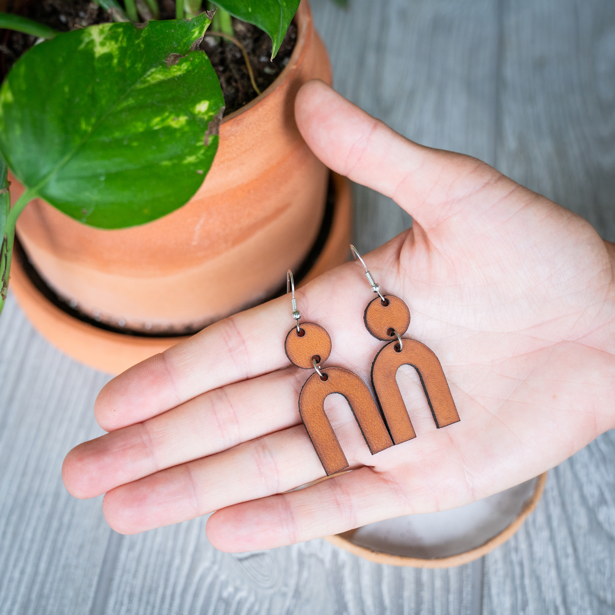 Leather Geometric Earrings III
