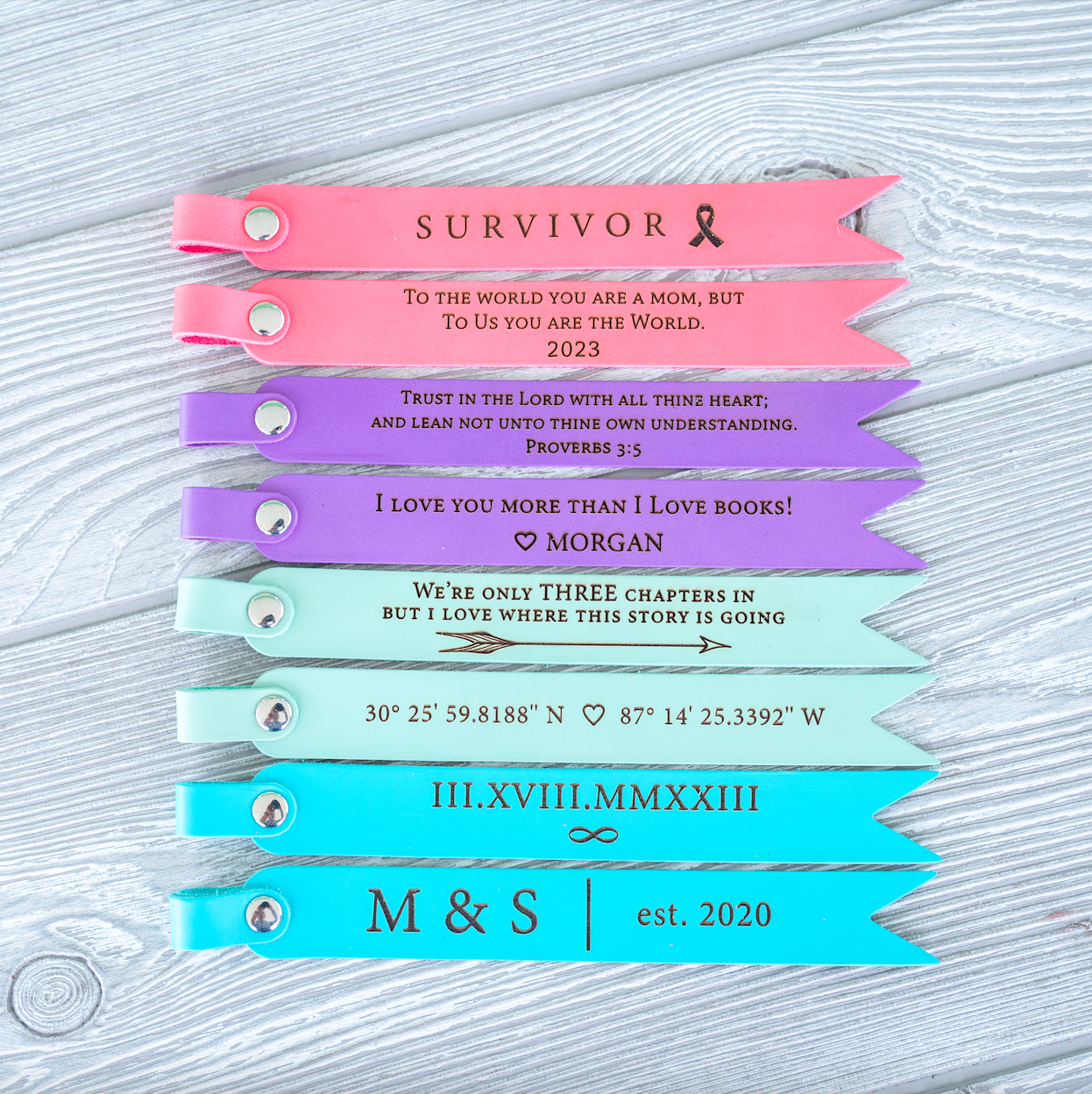 Personalized Leather Bookmark - Pastel Edition