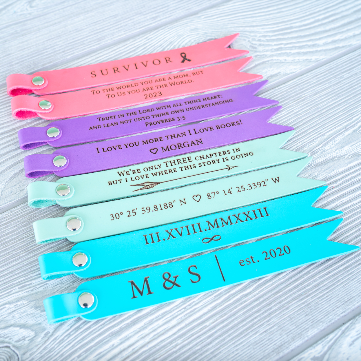 Personalized Leather Bookmark - Pastel Edition