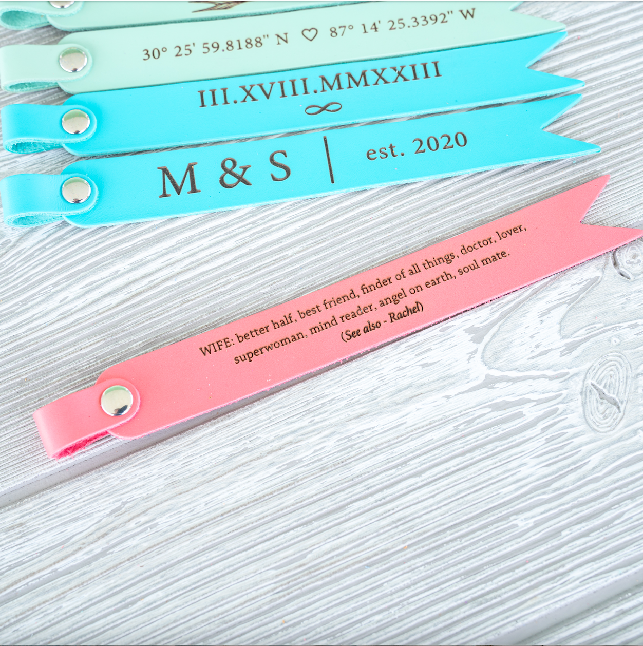 Personalized Leather Bookmark - Pastel Edition