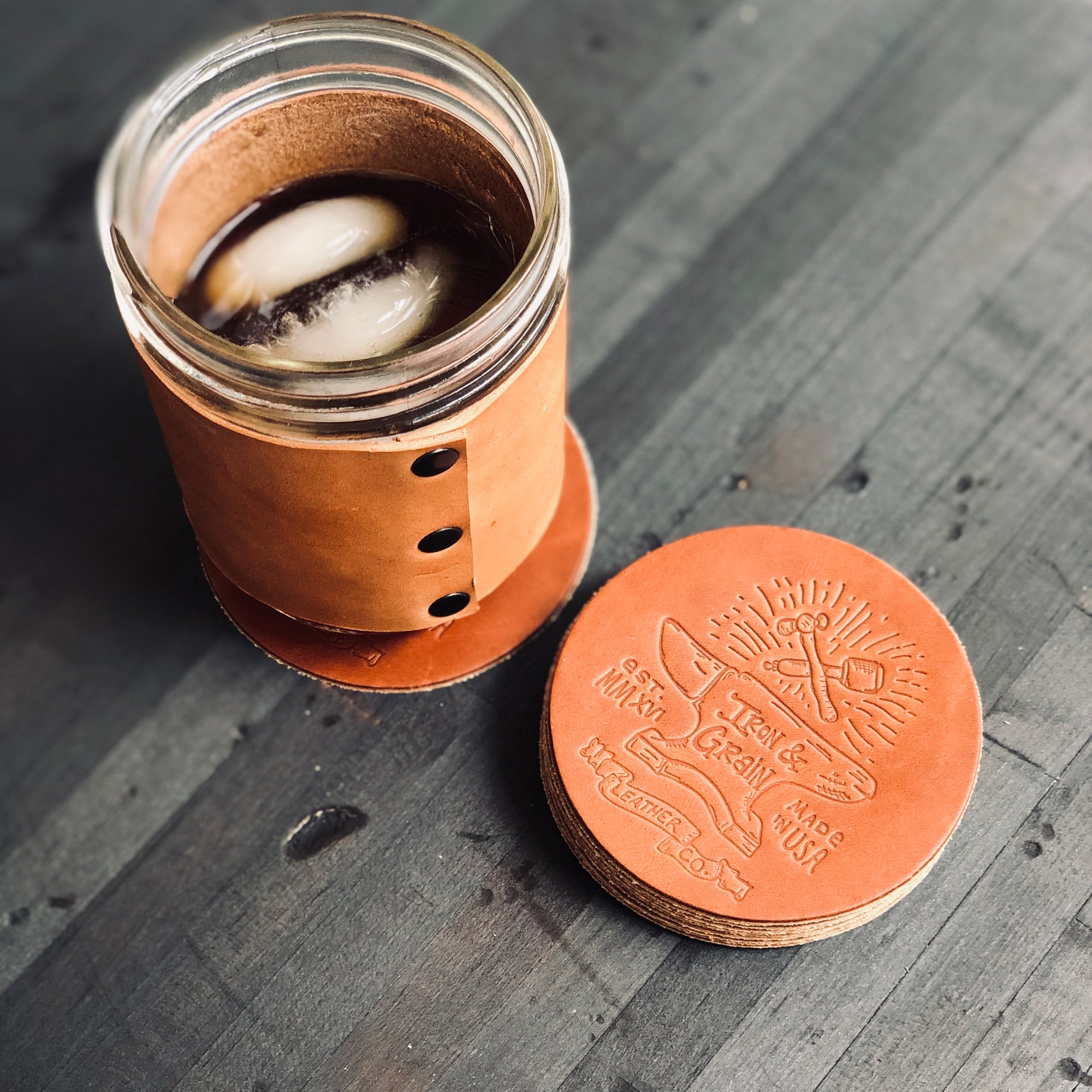 Leather Coaster Set -  4 coasters