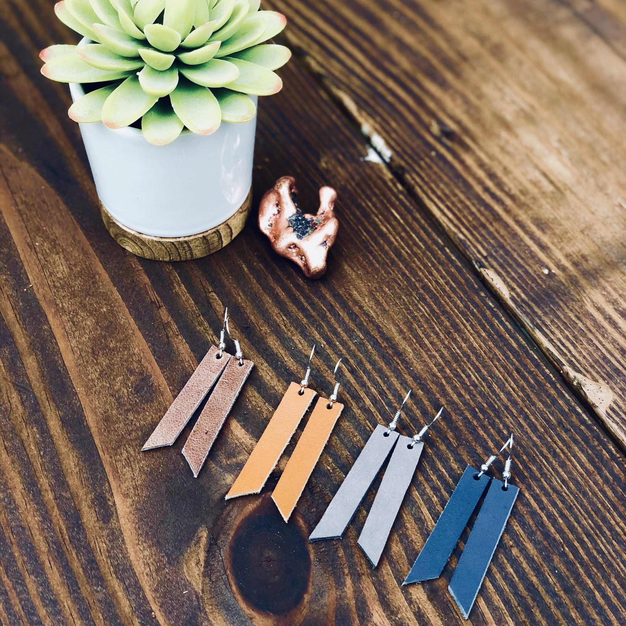 Leather Earrings - Handmade
