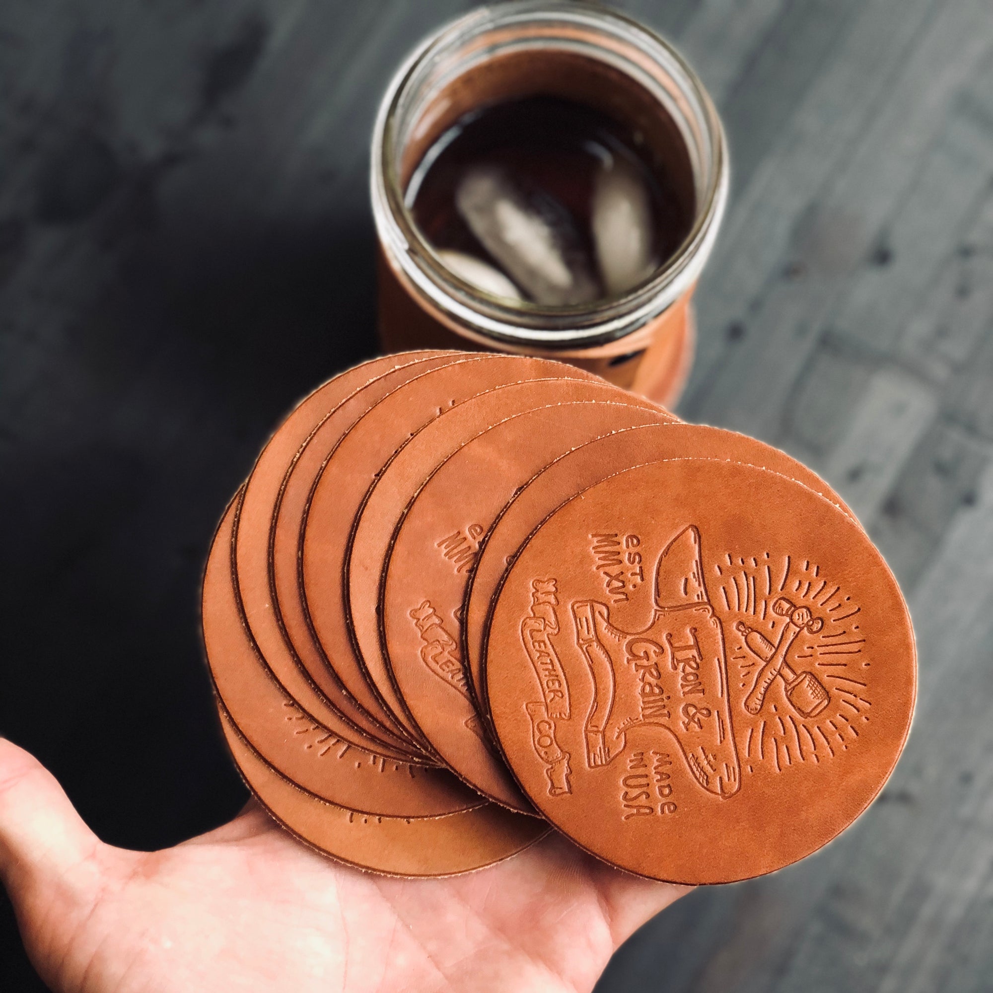 Leather Coaster Set -  4 coasters
