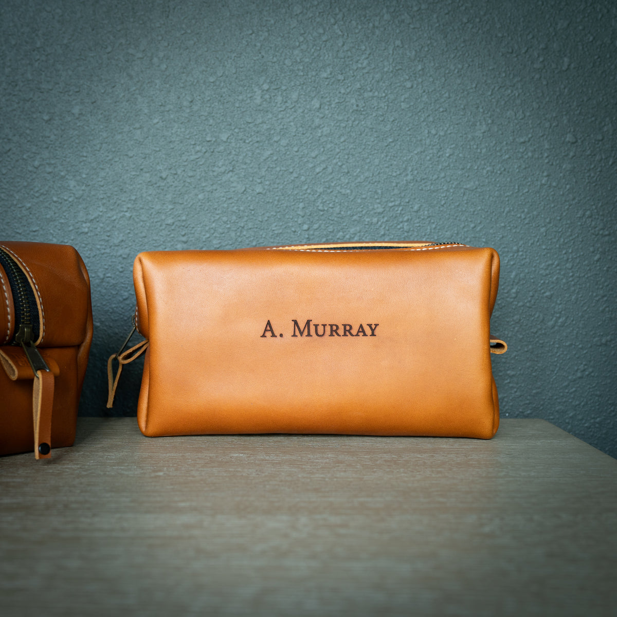 Personalized Leather Toiletry Bag - Dopp Kit