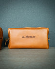 Personalized Leather Toiletry Bag - Dopp Kit