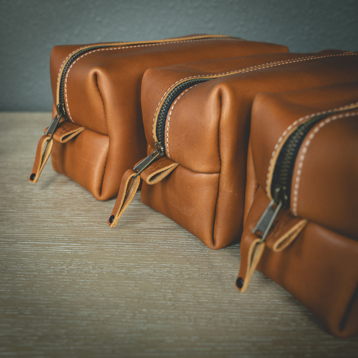 Personalized Leather Toiletry Bag - Dopp Kit