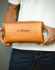 Personalized Leather Toiletry Bag - Dopp Kit