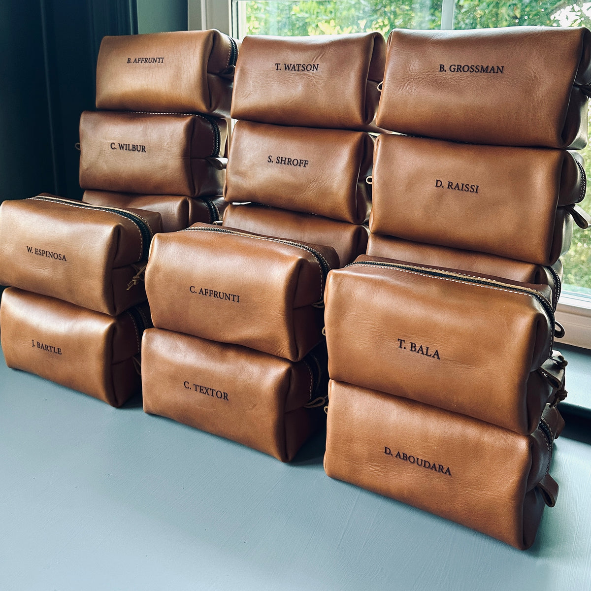 Personalized Leather Toiletry Bag - Dopp Kit