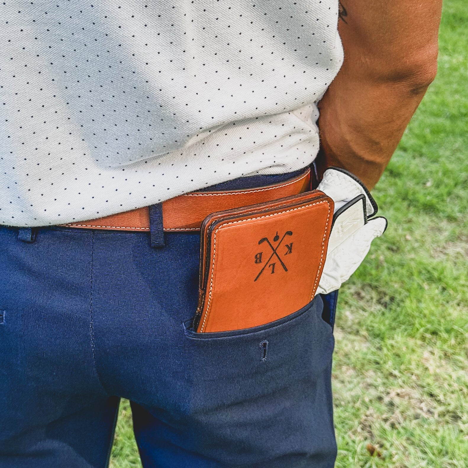 Leather Golf Log Book that fits in pants pocket