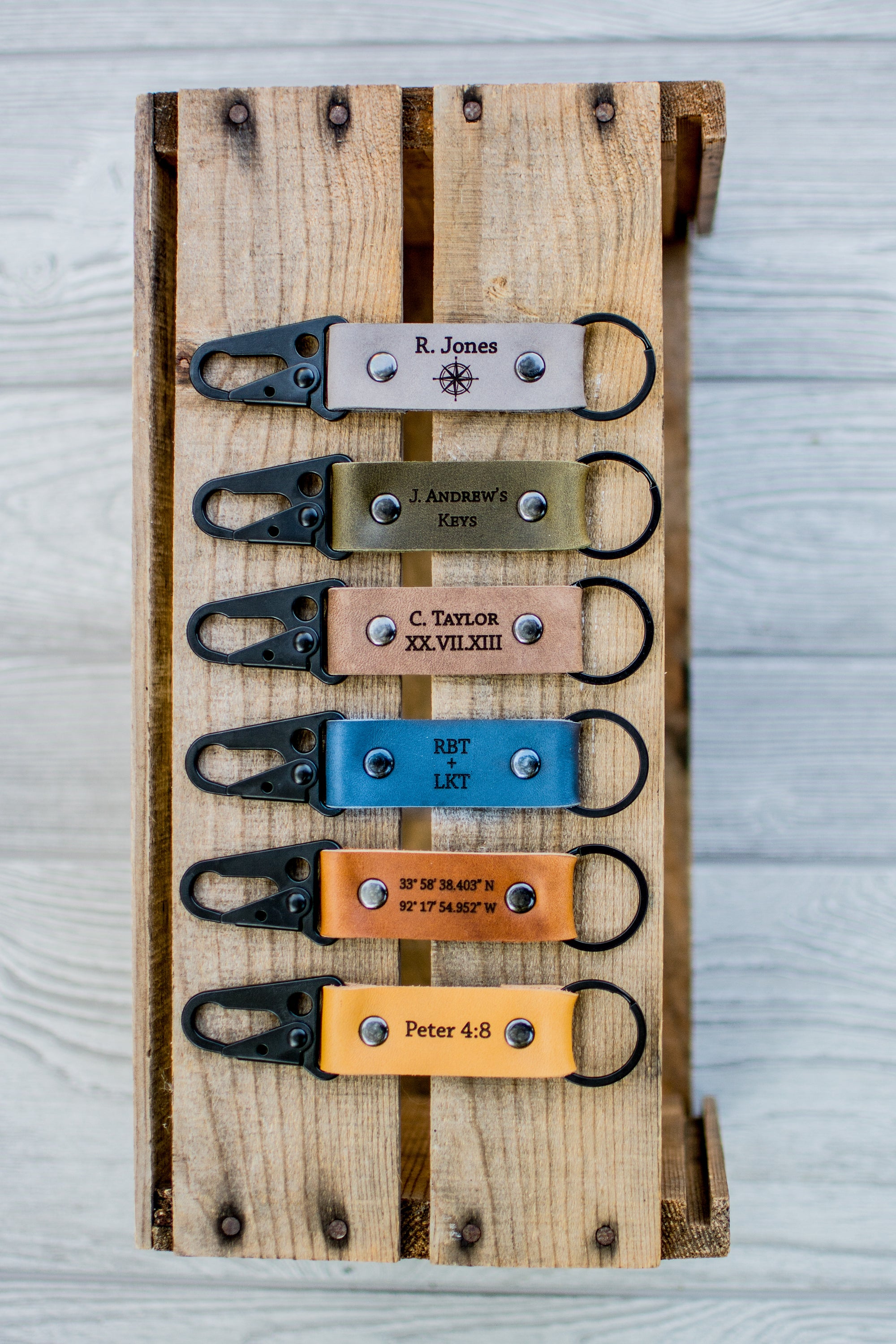 Personalized Leather Carabiner Keychain