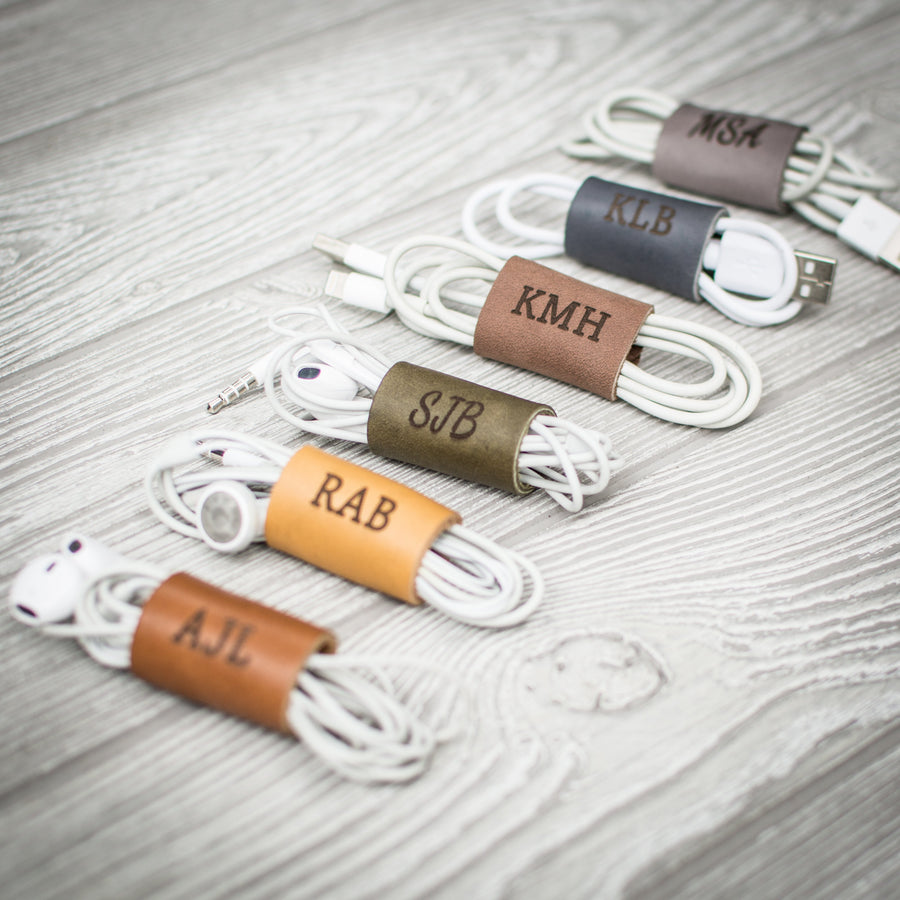 Personalized Leather Cord Organizer