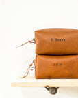 Personalized Leather Toiletry Bag - Dopp Kit