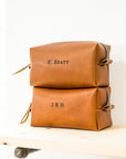 Personalized Leather Toiletry Bag - Dopp Kit