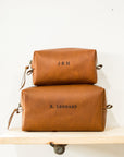 Personalized Leather Toiletry Bag - Dopp Kit