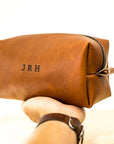 Personalized Leather Toiletry Bag - Dopp Kit