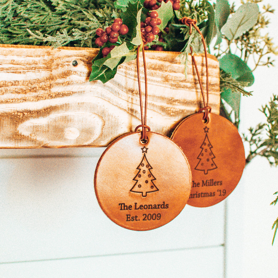 Personalized Leather Christmas Ornament