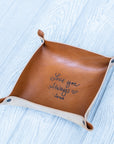 'Your Handwriting’ Leather Valet tray - Catchall Tray