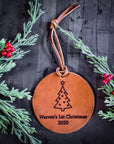 Personalized Leather Christmas Ornament