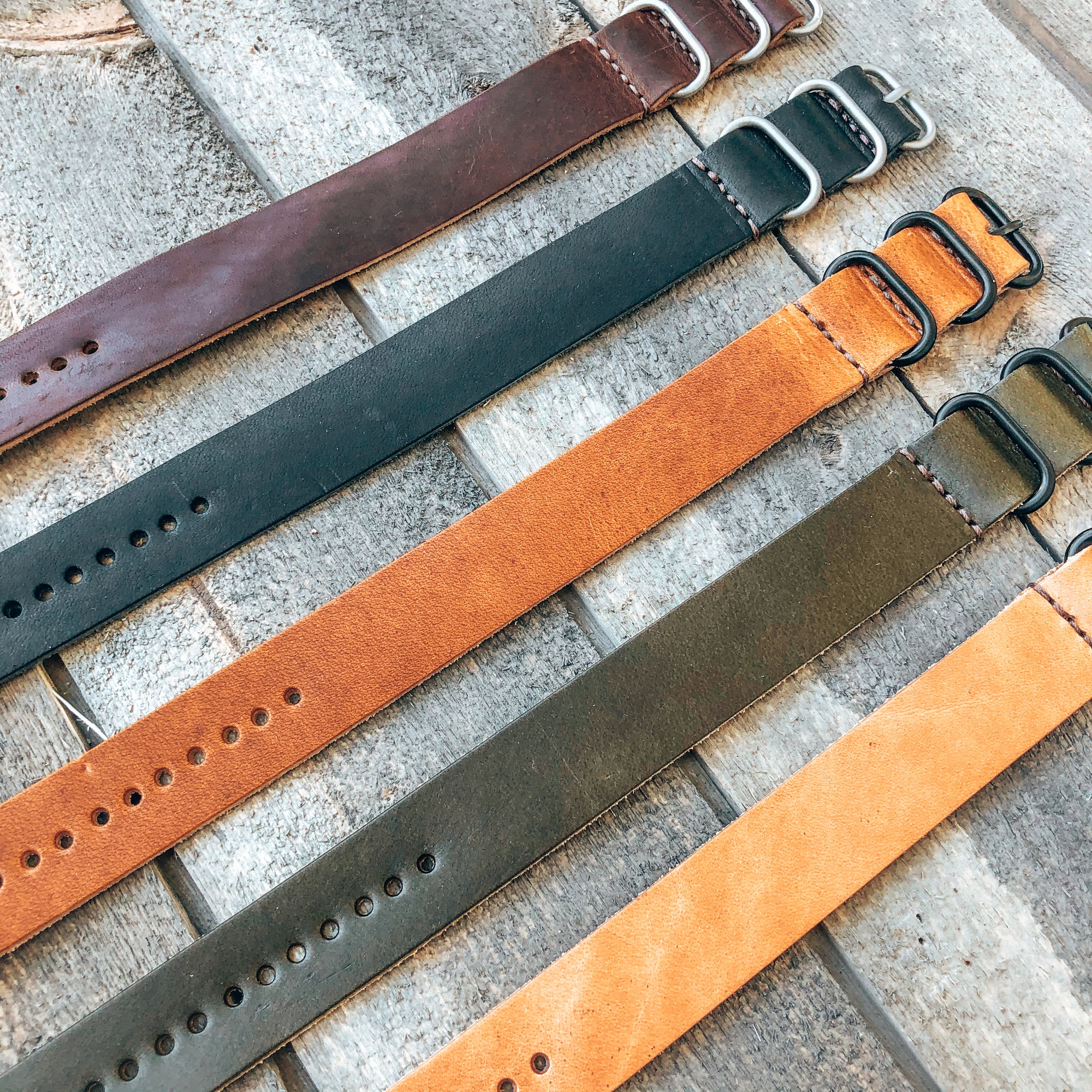 Leather ZULU Watch Band  - Uninversal fit - 22mm