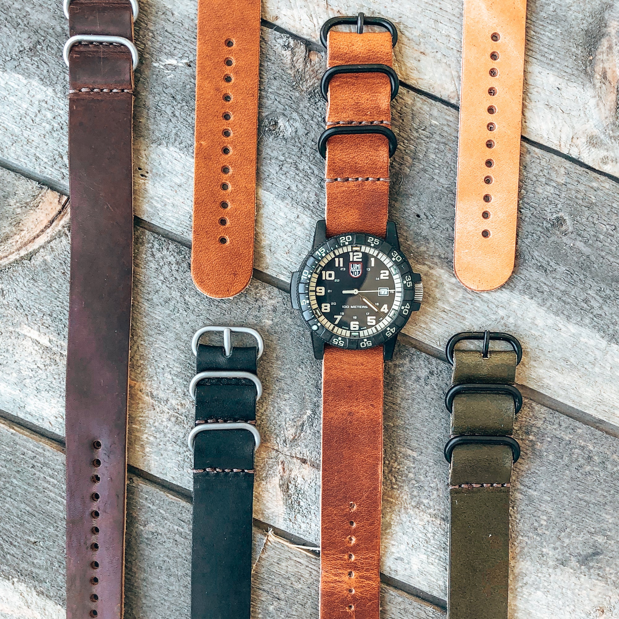 Leather ZULU Watch Band  - Uninversal fit - 22mm