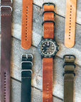 Leather ZULU Watch Band  - Uninversal fit - 22mm