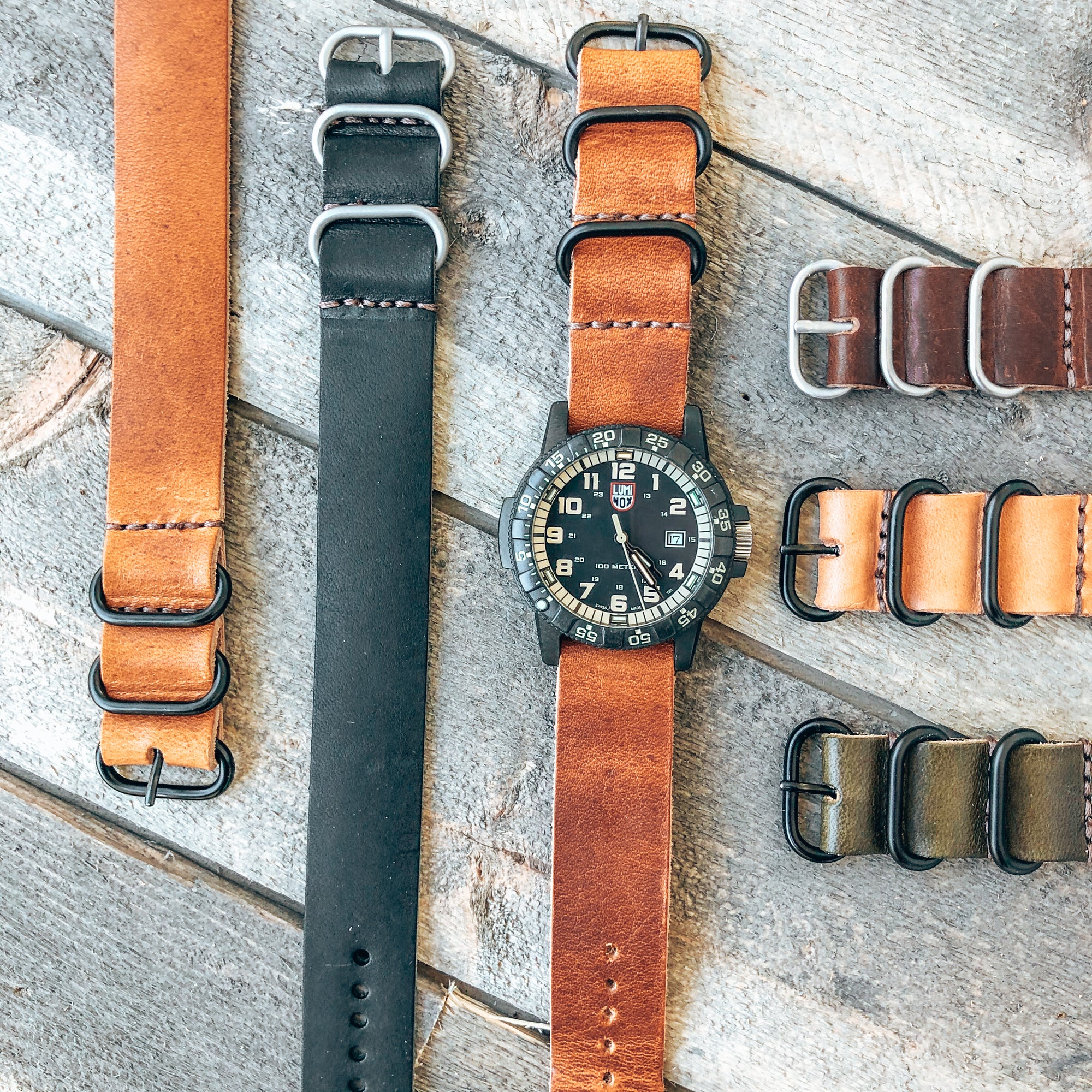 Leather ZULU Watch Band  - Uninversal fit - 22mm