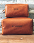 Personalized Leather Toiletry Bag - Dopp Kit