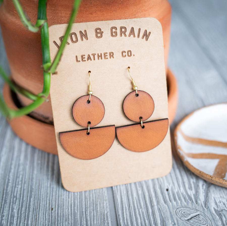 Leather Geometric Earrings
