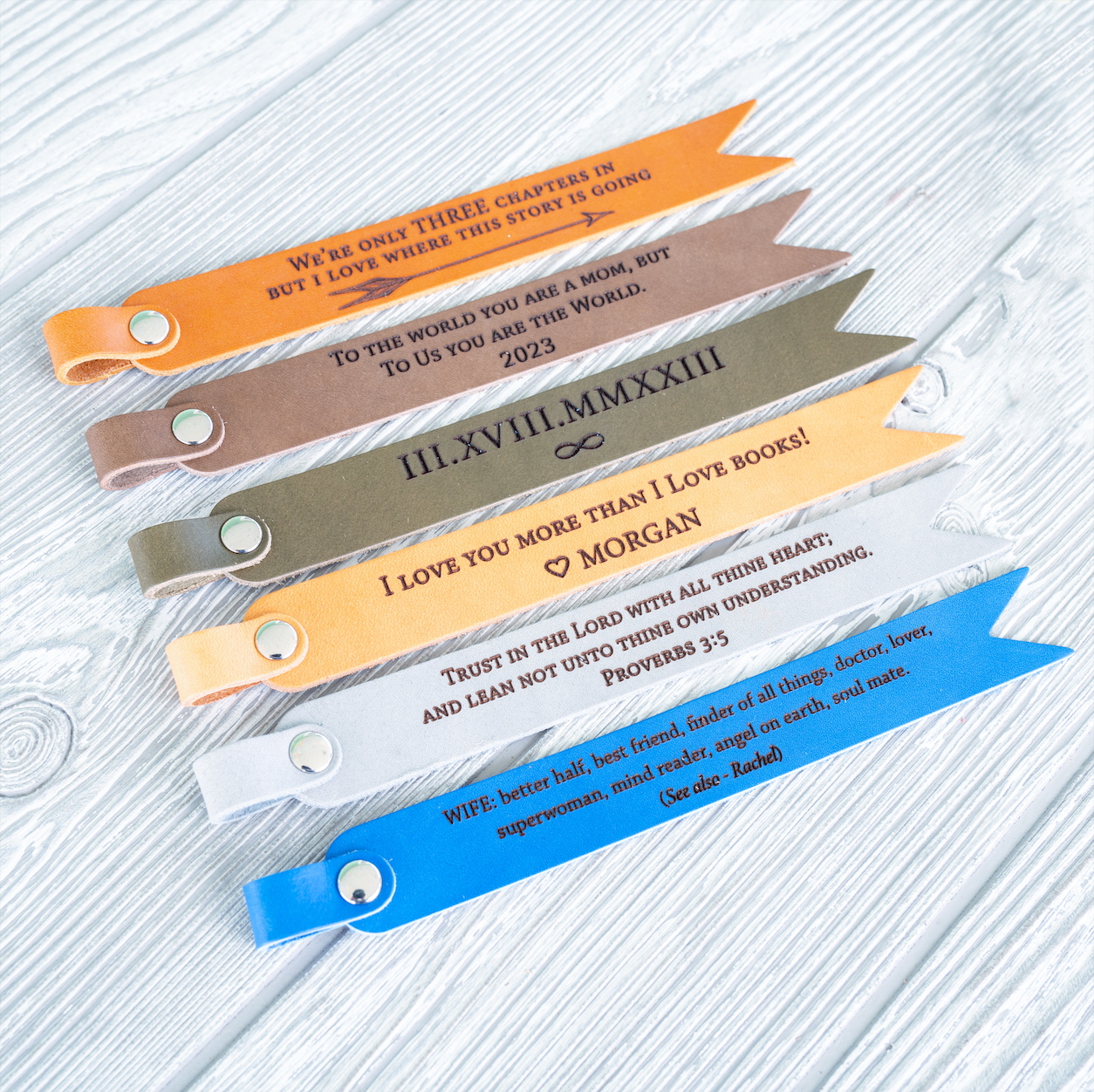 Personalized Leather Bookmark - Button Tassel